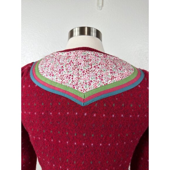 Moth Anthropologie Wool Blend Floral Yoke Cardigan Size Medium - Picture 15 of 16